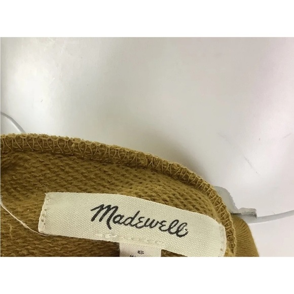 Madewell Sz S Banded Sweatshirt In Polka Dot Print Gold Cotton Polyester - Picture 6 of 7